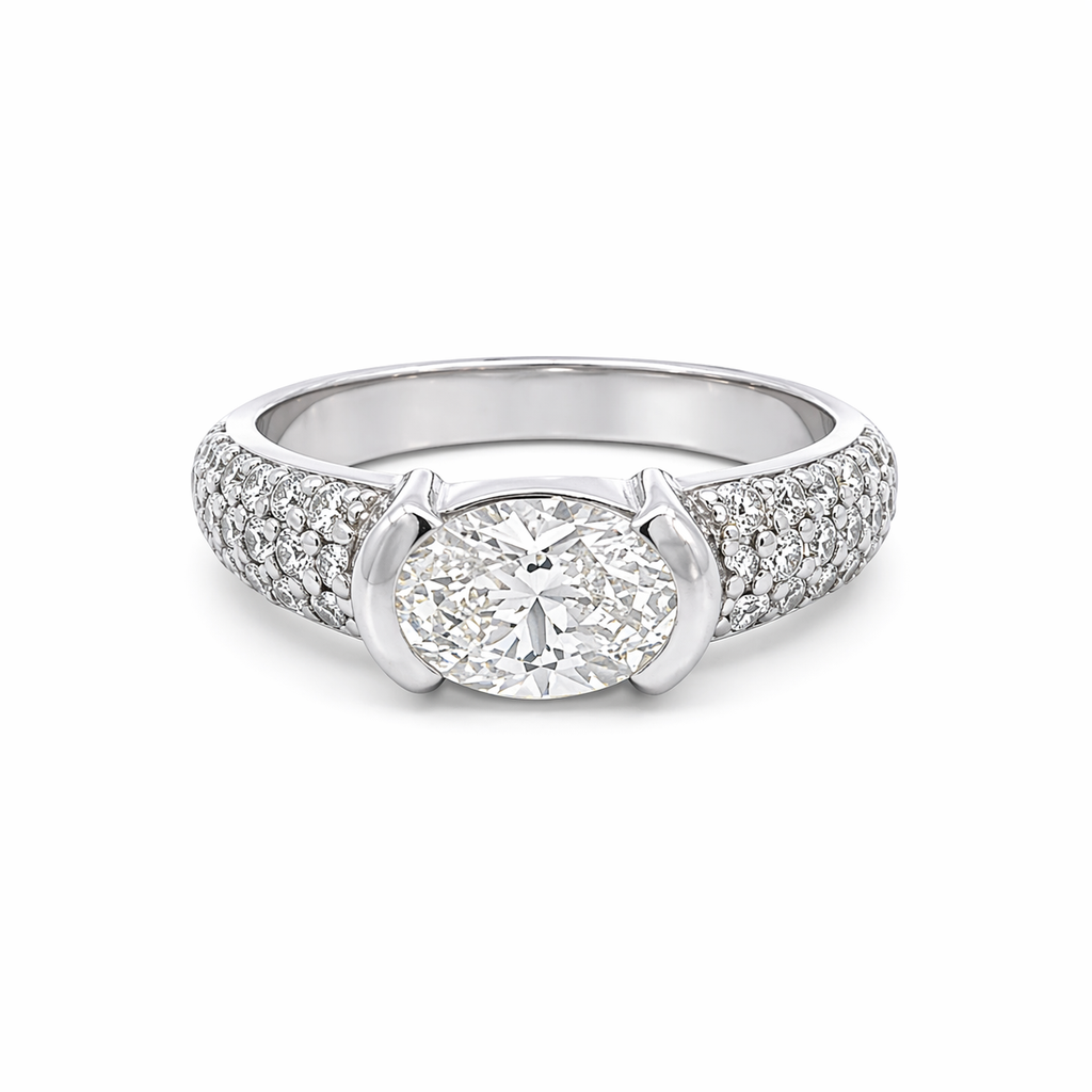 [80040209] Diamond Ring with Pavè Band 1.59ct