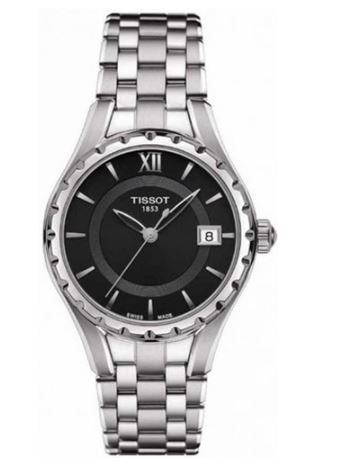 28mm Black Dial Watch with a Stainless Steel Strap