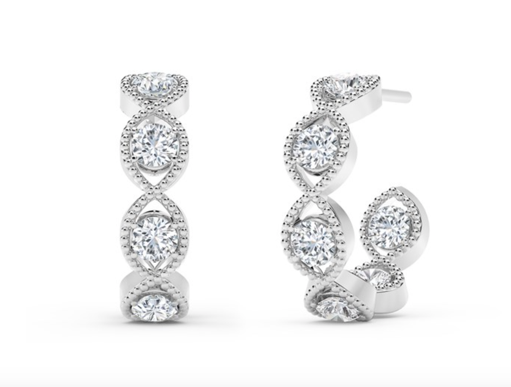 [NKFMT4040.95-WG] De Beers Forevermark Inside Outside Small Braided Diamond Hoops 0.98cttw