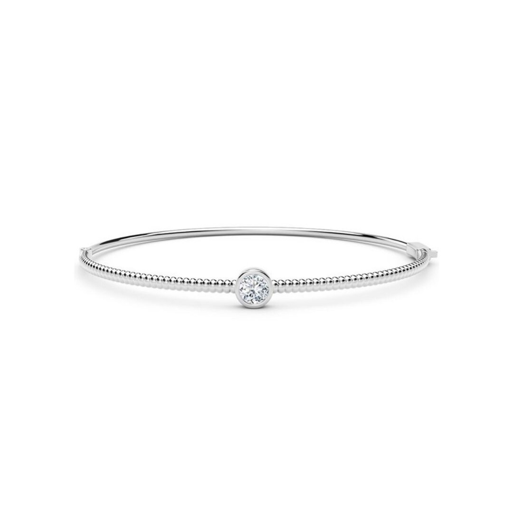 [NKFMT5020.30-WG] De Beers Diamond Bezel Beaded Bangle Bracelet 0.30cttw FM1286373