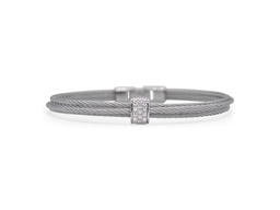 [04-32-S400-11] Diamond Grey Nautical Cable Crossed Bracelet 0.15cttw