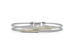 [04-33-1144-11] Diamond Grey Nautical Cable Two Row Bracelet 0.23cttw