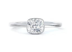 [ER-9003-CU-100-D3-P-0650] De Beers Forevermark Cushion Diamond Bezel Engagement Ring 1.12cttw FM87757786