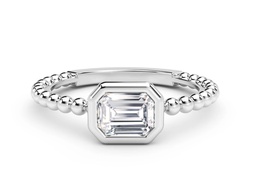 [FR-1304-EM-033-DC-W-0650] De Beers Forevermark Emerald Cut Diamond Beaded Bezel Stackable Ring 0.30cttw FM9088501