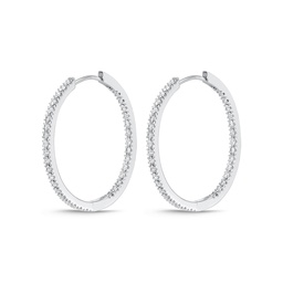 [CHHO22128248W72000] Diamond Oval Hoop Earrings 0.99cttw