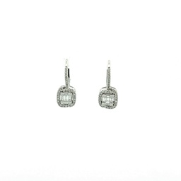 [6F034023AWERD0] 18Kt White Gold Diamond Mosaic Dangle Earrings Weighing 0.70cttw