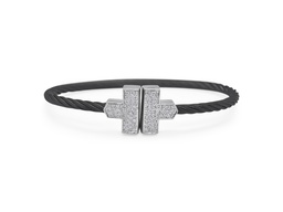 [04-52-1556-11] Diamond Black Nautical Cable Cuff 0.36cttw