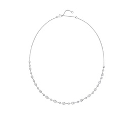[FNBF10818008W72000] White Gold Petal Line Necklace With Round Diamonds Weighing 2.97cttw