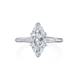 [71802] Platinum Ring With A Marquise Center Diamond 2.05ct And Tapered Baguette Side Stones 0.25ct