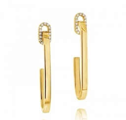 [9151222AYERX] Yellow Gold Navarra Single Link Drop Earrings With Round Diamonds Weighing 0.21cttw