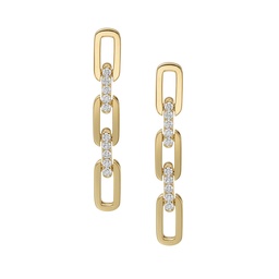 [8883166AYERX] Yellow Gold Navarra Link Three Drop Earrings With Round Diamonds Weighing 0.43cttw