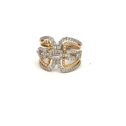 [LD7675-301] Two Toned Buckle Ring With Round Diamonds Weighing 1.93cttw