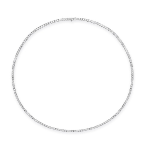 [CNDD19616508W72000] White Gold Line Necklace With Round Diamonds Weighing 8.10cttw