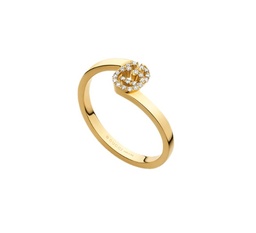 [YBC457127002013] Yellow Gold Gucci GG Running Ring With Round Diamonds Weighing 0.05cttw