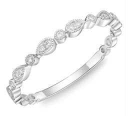 [ERSUR0765008W72000] 18Kt White Gold Pear Shaped Illusion Band With Round Diamonds Weighing 0.07cttw