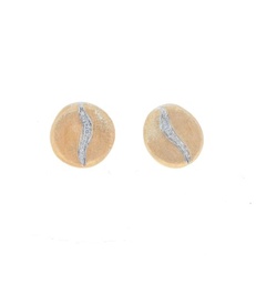 [OB1767-B2 YW-Q6] Yellow Gold Jaipur Stud Earrings With Round Diamonds Weighing 0.12cttw