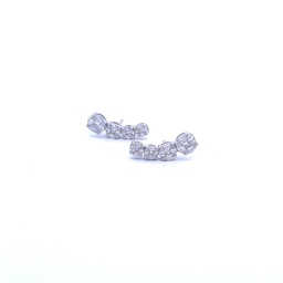 [ER10-2] 18Kt White Gold Climber Earrings With Round Diamonds Weighing 1.52cttw