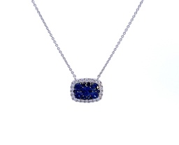 [20218] Diamond And Sapphire Pendant Necklace 1.47cttw