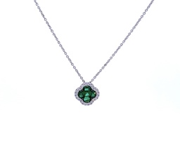[20350] Diamond And Emerald Pendant Necklace 0.77cttw