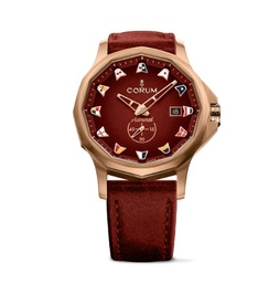 [A395/04319] 42mm Admiral Burgundy Dial And Leather Strap Watch