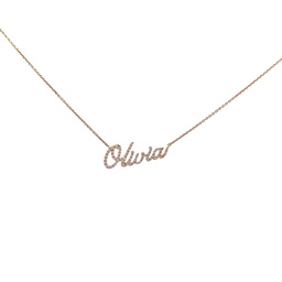 [OLIVIACHYD] Yellow Gold Diamond Olivia Name Necklace 0.28cttw