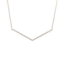 [CHEVCHRD] 18Kt Rose Gold Chevron Pendant Necklace With Round Diamonds Weighing 0.40cttw