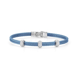 [04-64-s037-11] Diamond And Island Blue Nautical Cable Bracelet 0.13cttw