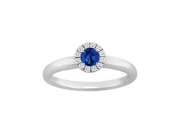 [R5757-S] White Gold Sapphire And Diamond Ring 0.37cttw
