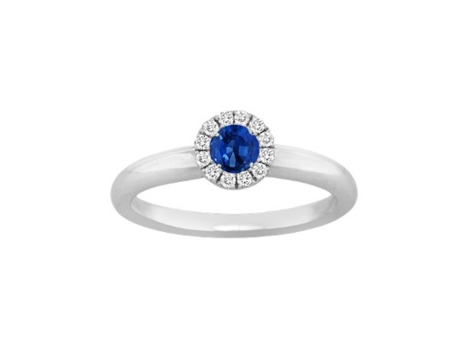 [R5757-S] White Gold Sapphire And Diamond Ring 0.37cttw