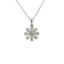 [7067-3] White Gold Diamond Flower Necklace 1.39cttw