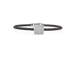 [04-52-1664-11] White Gold And Black Nautical Cable Diamond Square Station Bracelet 0.30cttw