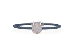[04-24-1662-11] Rose Gold And Blueberry Nautical Cable Diamond Circle Station Bracelet 0.29cttw