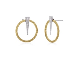 [03-37-2403-11] White Gold Diamond And Yellow Nautical Cable Circle Drop Earrings 0.07ct