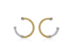 [03-37-2202-11] White Gold Diamond And Yellow Nautical Cable Half Circle Drop Earrings 0.08ct