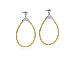 [03-37-1503-11] White Gold Diamond And Yellow Nautical Cable Pear Shaped Earrings 0.10cttw