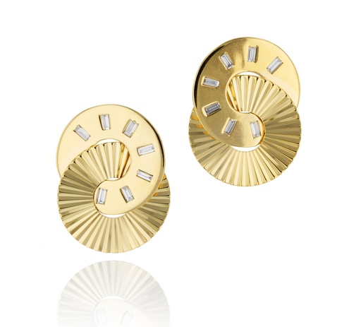 [E0910DY] 14Kt Yellow Gold Diamond Aura Stud Earrings 0.28cttw
