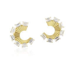 [E0924DY] Yellow Gold Diamond Aura Fan Earrings 2.24cttw