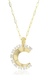 [N0919DY] Yellow Gold Diamond Aura Fan Necklace 1.61cttw
