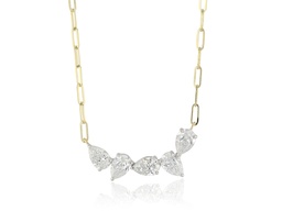 [N0007DPTY] Yellow Gold And Platinum Diamond Five Station Necklace 1.50cttw