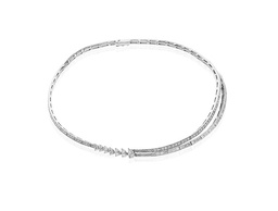 [LN4053] White Gold Diamond Two Row Necklace 4.82cttw