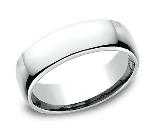 [EUCF16514KW] 14Kt White Gold 6.5mm Comfort Fit Band Sz9