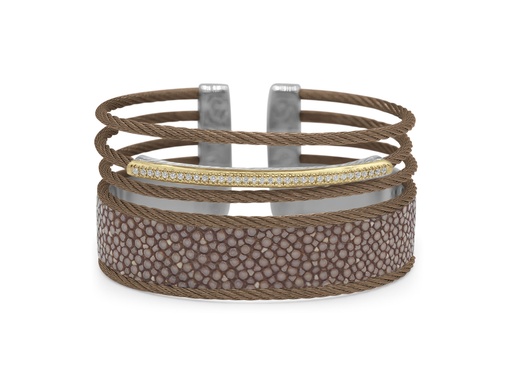 [04-55-R306-11] Yellow Gold Bronze Nautical Cable Stingray Diamond Bracelet 0.27ct