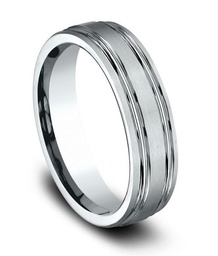 [CF5644414KW] White Gold 6mm Comfort Fit Two Center Cut Band