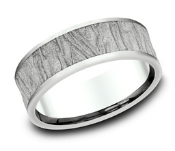 [CF84763514KW] White Gold 7mm Comfort Fit Flow Design Band