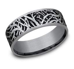 [CFTB9875611GTA14KW] Tantalum And White Gold 7.5mm Comfort Fit Forest Design Band