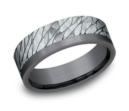 [025W7393TA10] Tantalum And White Gold Comfort Fit Pebble Design Band