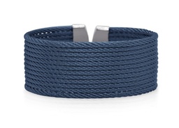 [04-28-b612-00] Stainless Steel Blueberry Nautical Cable Twelve Row Cuff Bracelet