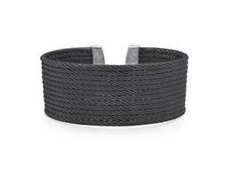 [04-52-b612-00] Stainless Steel Black Nautical Cable Twelve Row Cuff Bra