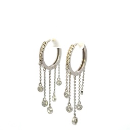[ER0007-301] White Gold Diamond Hoop Dangle Earrings 0.88cttw