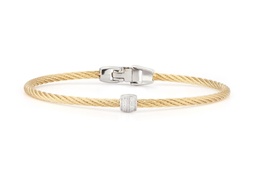 [04-37-s917-11] White Gold Yellow Nautical Cable Diamond Barrel Bracelet 0.07cttw